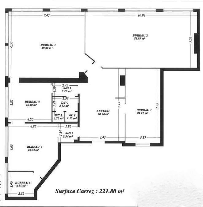 Bureaux à louer de 222m2 