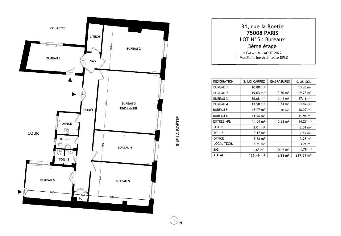Bureaux à louer de 126m2 